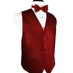 Claret Palermo Tuxedo Vest and Pre Tied Bow Tie